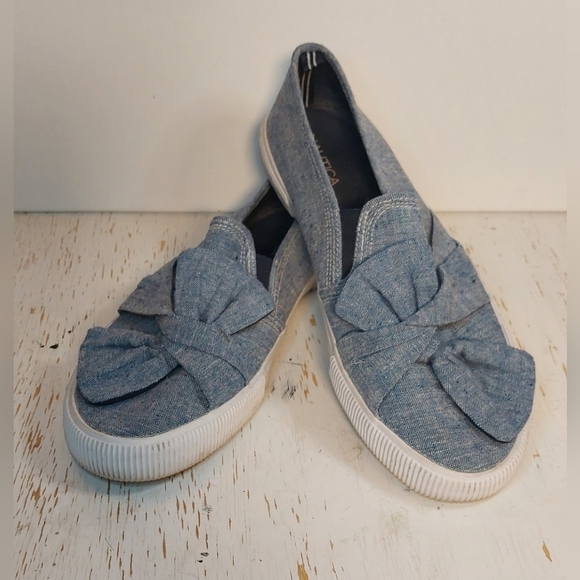 Nautica Blue Canvas Twist Bow Slip-on Loafers Size 10 Shoes Casual Preppy Resort - Picture 1 of 10